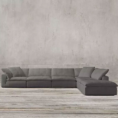 Modern Fabric Canape Couch White L Shaped Sofa Living Room Furniture