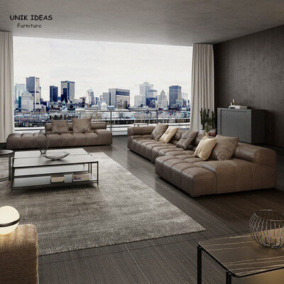 80 Inch 96 Inch Grey Leather Corner Sectional Sofa Small Couch Chaise 4 Seater