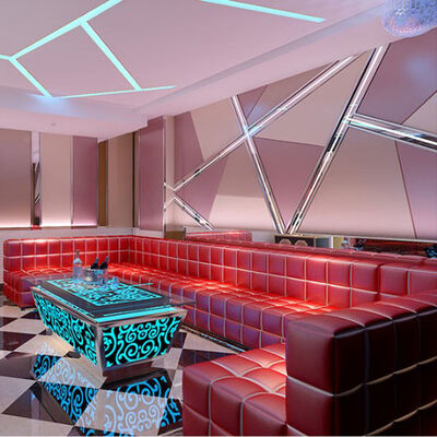 11  10 Seater Blue Black U Shaped Sectional Sofa With Recliners Led Cube Table