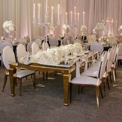 10 Foot Stainless Steel Banquet Table 2x6 2x4 Hotel Event Golden