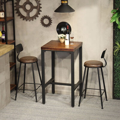 Unique Wooden Bistro Bar Tables Cafe Square 60x60 High Dining Table Set