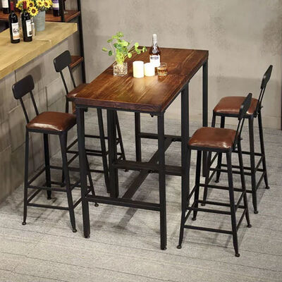 Unique Wooden Bistro Bar Tables Cafe Square 60x60 High Dining Table Set