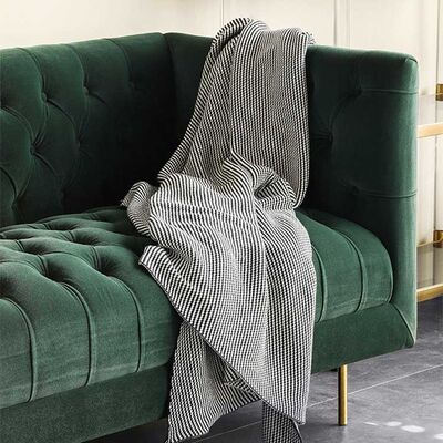 Luxury Green Velvet Modular Sofa Pull Clasp Sofa American Style 80cm height