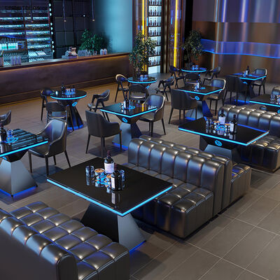 좋은 가격 상업용 가구 바를 위한 의자와 커피 테이블 라이브 하우스 의자와 함께 금속 식탁 클럽 LED 라이트 테이블 온라인으로
