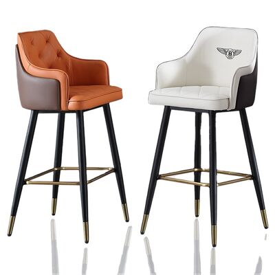 좋은 가격 Metal Arm Orange Synthetic Leather Stool Cheap Commercial Modern Tall Bar Chair 온라인으로