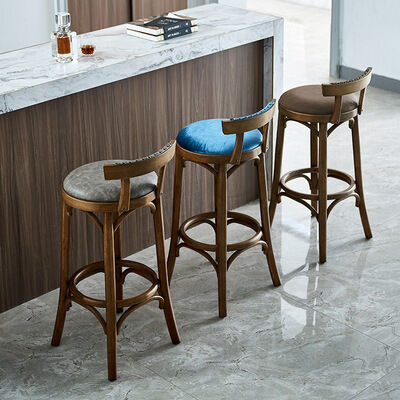 좋은 가격 Bar Chair Nordic Rustic Classic High Kitchen Counter Stool Modern Wooden Fabric Leather PU Bar Chair 온라인으로