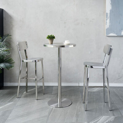 좋은 가격 산업형 야외 비스트로 스테인리스 스틸 KTV 의자 및 SH60cm 바 테이블 세트 온라인으로