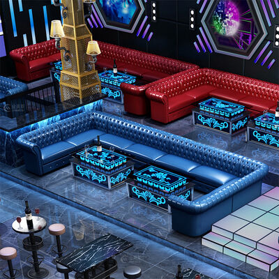 좋은 가격 맞춤 바 가족 오디오 비주얼 룸 소파 테이블 조합 벽에 맞은 U 모양 L 모양 럭셔리 클럽 소파 세트 가구 온라인으로