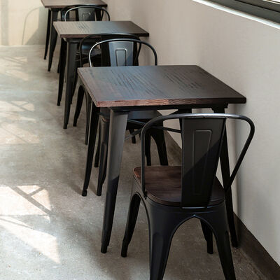 좋은 가격 레스토랑 가구 패스트 푸드 커피 로프트 철 목재 식탁 레스토랑 가구 세트 온라인으로