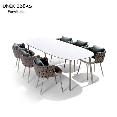 좋은 가격 팔 방수 옥외테라스 로프 우븐  200 센티미터와 라탄 야외 버들가지 식당 의자들 온라인으로