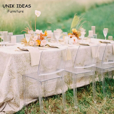 좋은 가격 의자들 임대 야외 정원 81 센티미터와 결혼하는 투명한 명백한 유령 결정 온라인으로