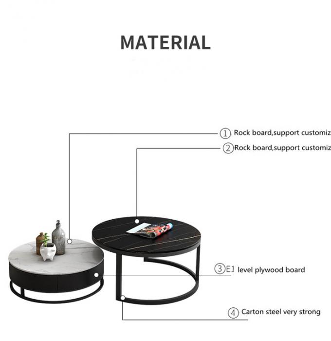 2020년 새로운 현대 단체화주 흑색 유리 대리석 상부 차 중심 커피 테이블